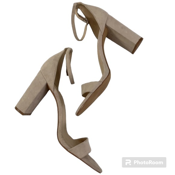 NEW $120 Vince Camuto Genuine Suede Ankle Strap Pumps Heels Nude Light Tan 10 - Picture 3 of 9